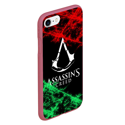 Чехол iPhone 7/8 матовый Assassin’s Creed: Red & Green / 3D-Малиновый – фото 2