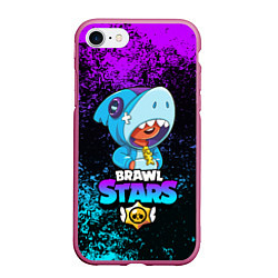 Чехол iPhone 7/8 матовый BRAWL STARS LEON SHARK, цвет: 3D-малиновый