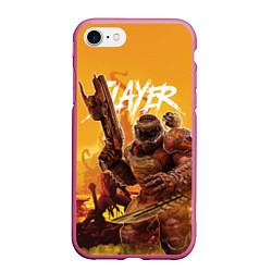 Чехол iPhone 7/8 матовый Doom Slayer, цвет: 3D-малиновый