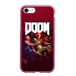 Чехол iPhone 7/8 матовый Doom, цвет: 3D-малиновый