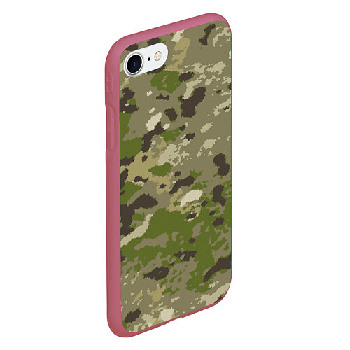 Чехол iPhone 7/8 матовый Камуфляж: болотный / 3D-Малиновый – фото 2