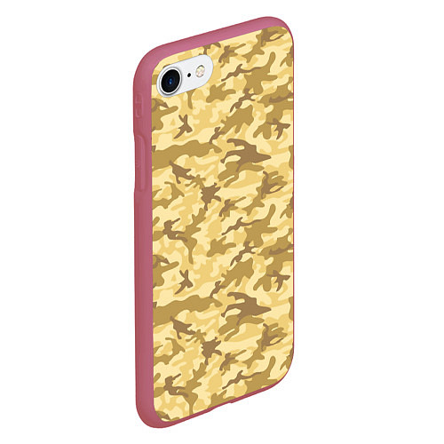 Чехол iPhone 7/8 матовый Камуфляж: пустынный / 3D-Малиновый – фото 2