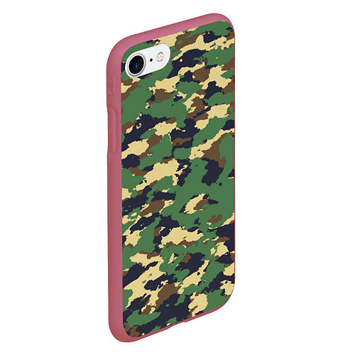 Чехол iPhone 7/8 матовый Камуфляж: лесной / 3D-Малиновый – фото 2