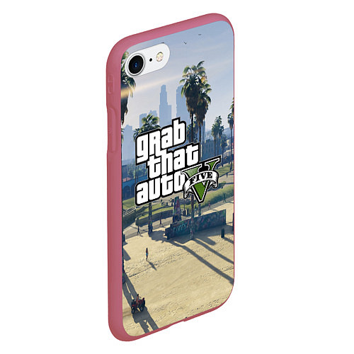 Чехол iPhone 7/8 матовый GRAND THEFT AUTO 5 / 3D-Малиновый – фото 2