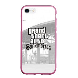 Чехол iPhone 7/8 матовый GTA SanAndreas, цвет: 3D-малиновый
