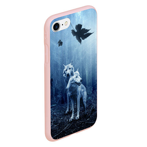 Чехол iPhone 7/8 матовый Волки в тёмном лесу / 3D-Светло-розовый – фото 2
