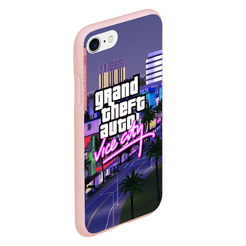 Чехол iPhone 7/8 матовый Grand Theft Auto Vice City / 3D-Светло-розовый – фото 2