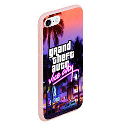 Чехол iPhone 7/8 матовый Grand Theft Auto Vice City, цвет: 3D-светло-розовый — фото 2