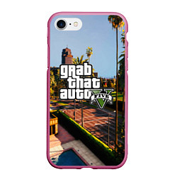 Чехол iPhone 7/8 матовый GTA 5, цвет: 3D-малиновый