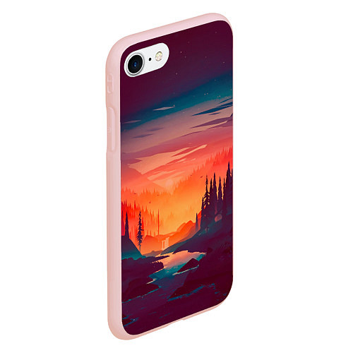 Чехол iPhone 7/8 матовый Minimal forest sunset / 3D-Светло-розовый – фото 2