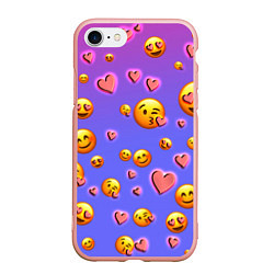 Чехол iPhone 7/8 матовый Очень много эмодзи, цвет: 3D-светло-розовый