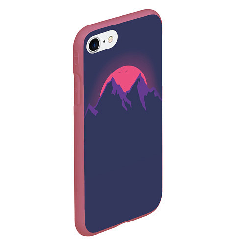 Чехол iPhone 7/8 матовый Mountain sunset / 3D-Малиновый – фото 2