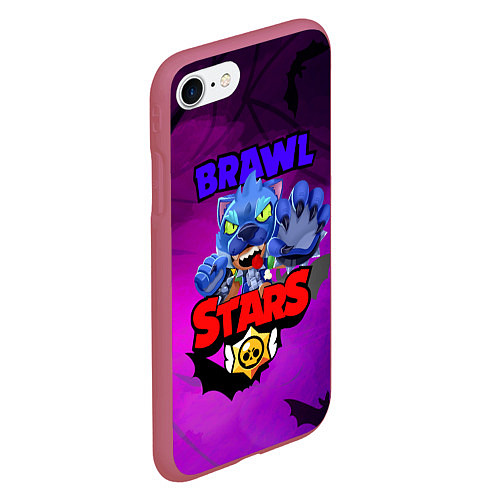 Чехол iPhone 7/8 матовый BRAWL STARS LEON WOLF / 3D-Малиновый – фото 2