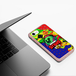 Чехол iPhone 7/8 матовый BRAWL STARS SPIKE, цвет: 3D-светло-розовый — фото 2