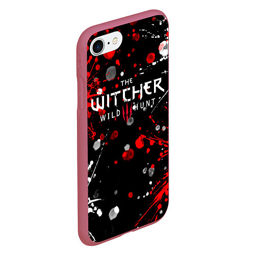 Чехол iPhone 7/8 матовый THE WITCHER / 3D-Малиновый – фото 2