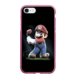 Чехол iPhone 7/8 матовый Марио, цвет: 3D-малиновый