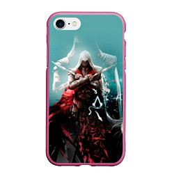 Чехол iPhone 7/8 матовый Assassins Creed, цвет: 3D-малиновый