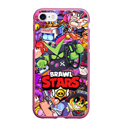 Чехол iPhone 7/8 матовый BRAWL STARS VIRUS 8-BIT, цвет: 3D-малиновый