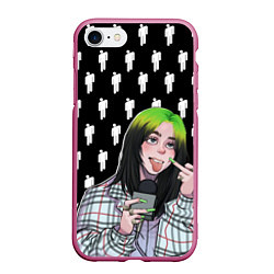 Чехол iPhone 7/8 матовый Billie Eilish, цвет: 3D-малиновый