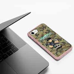 Чехол iPhone 7/8 матовый Roblox 23 February Camouflage, цвет: 3D-светло-розовый — фото 2