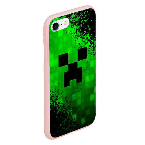 Чехол iPhone 7/8 матовый MINECRAFT / 3D-Светло-розовый – фото 2