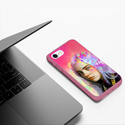 Чехол iPhone 7/8 матовый РАДУЖНЫЙ ОГОНЬ, цвет: 3D-малиновый — фото 2