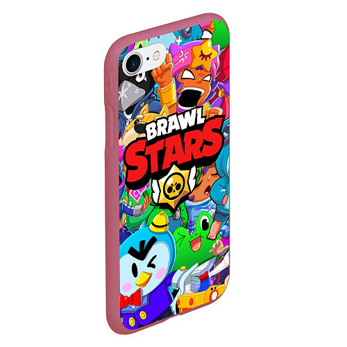 Чехол iPhone 7/8 матовый BRAWL STARS / 3D-Малиновый – фото 2