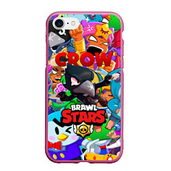 Чехол iPhone 7/8 матовый BRAWL STARS CROW, цвет: 3D-малиновый