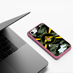 Чехол iPhone 7/8 матовый Войска связи, цвет: 3D-малиновый — фото 2