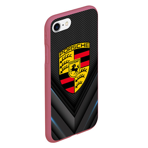 Чехол iPhone 7/8 матовый PORSCHE / 3D-Малиновый – фото 2