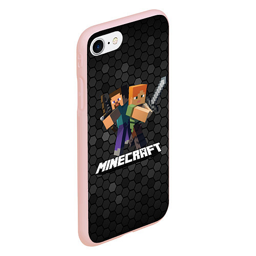 Чехол iPhone 7/8 матовый Minecraft Майнкрафт / 3D-Светло-розовый – фото 2
