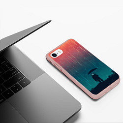 Чехол iPhone 7/8 матовый Космический Дождь, цвет: 3D-светло-розовый — фото 2