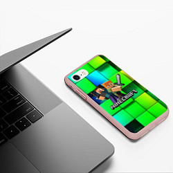 Чехол iPhone 7/8 матовый MINECRAFT, цвет: 3D-светло-розовый — фото 2