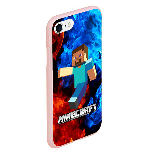 Чехол iPhone 7/8 матовый MINECRAFT / 3D-Светло-розовый – фото 2