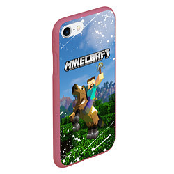 Чехол iPhone 7/8 матовый MINECRAFT, цвет: 3D-малиновый — фото 2