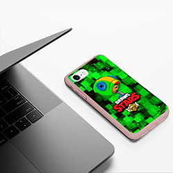 Чехол iPhone 7/8 матовый BRAWL STARS LEON, цвет: 3D-светло-розовый — фото 2