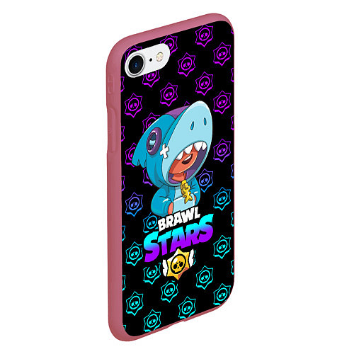 Чехол iPhone 7/8 матовый Brawl stars leon shark / 3D-Малиновый – фото 2