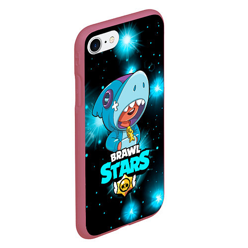 Чехол iPhone 7/8 матовый Brawl stars leon shark / 3D-Малиновый – фото 2