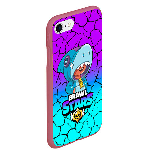 Чехол iPhone 7/8 матовый Brawl stars leon shark / 3D-Малиновый – фото 2