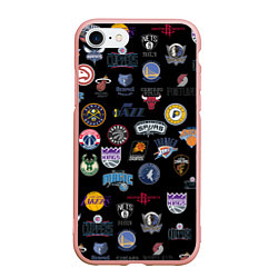 Чехол iPhone 7/8 матовый NBA Pattern, цвет: 3D-светло-розовый