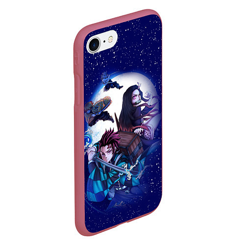 Чехол iPhone 7/8 матовый KIMETSU NO YAIBA / 3D-Малиновый – фото 2