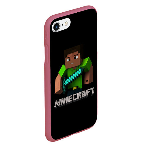 Чехол iPhone 7/8 матовый MINECRAFT / 3D-Малиновый – фото 2