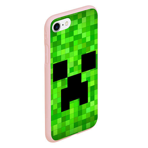 Чехол iPhone 7/8 матовый MINECRAFT / 3D-Светло-розовый – фото 2