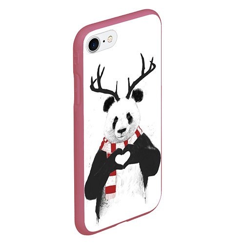 Чехол iPhone 7/8 матовый Рогатый панда / 3D-Малиновый – фото 2
