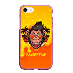 Чехол iPhone 7/8 матовый Summertime обезьяна, цвет: 3D-малиновый