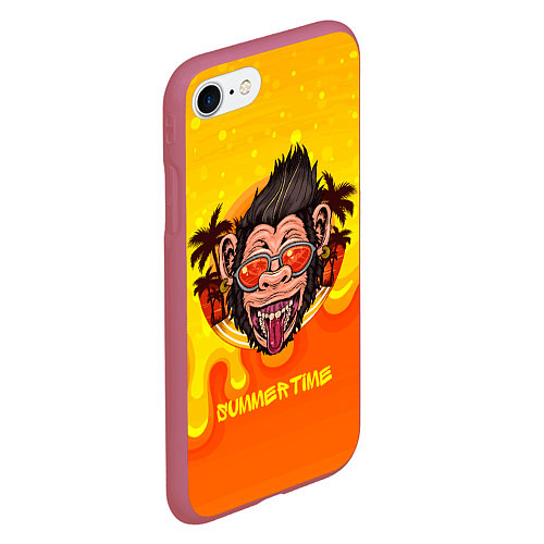 Чехол iPhone 7/8 матовый Summertime обезьяна / 3D-Малиновый – фото 2