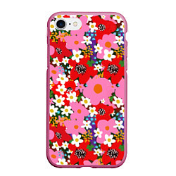 Чехол iPhone 7/8 матовый Flowers, цвет: 3D-малиновый