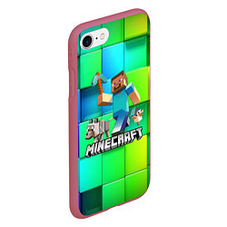 Чехол iPhone 7/8 матовый MINECRAFT, цвет: 3D-малиновый — фото 2