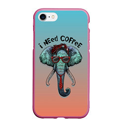 Чехол iPhone 7/8 матовый I need coffee, цвет: 3D-малиновый