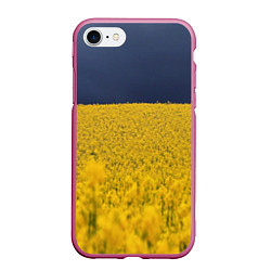 Чехол iPhone 7/8 матовый Рапсовое поле, цвет: 3D-малиновый